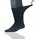 Yomandamor Men's 5 Pairs Wide Stretched Top Crew Dress Socks