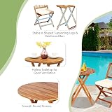 TANGZON Wooden Folding Bistro Set with Cushions, Acacia Garden Furniture view 3