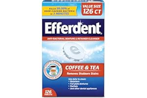Efferdent Retainer & Denture Cleaner Tablets, Coffee & Tea, 126 Count