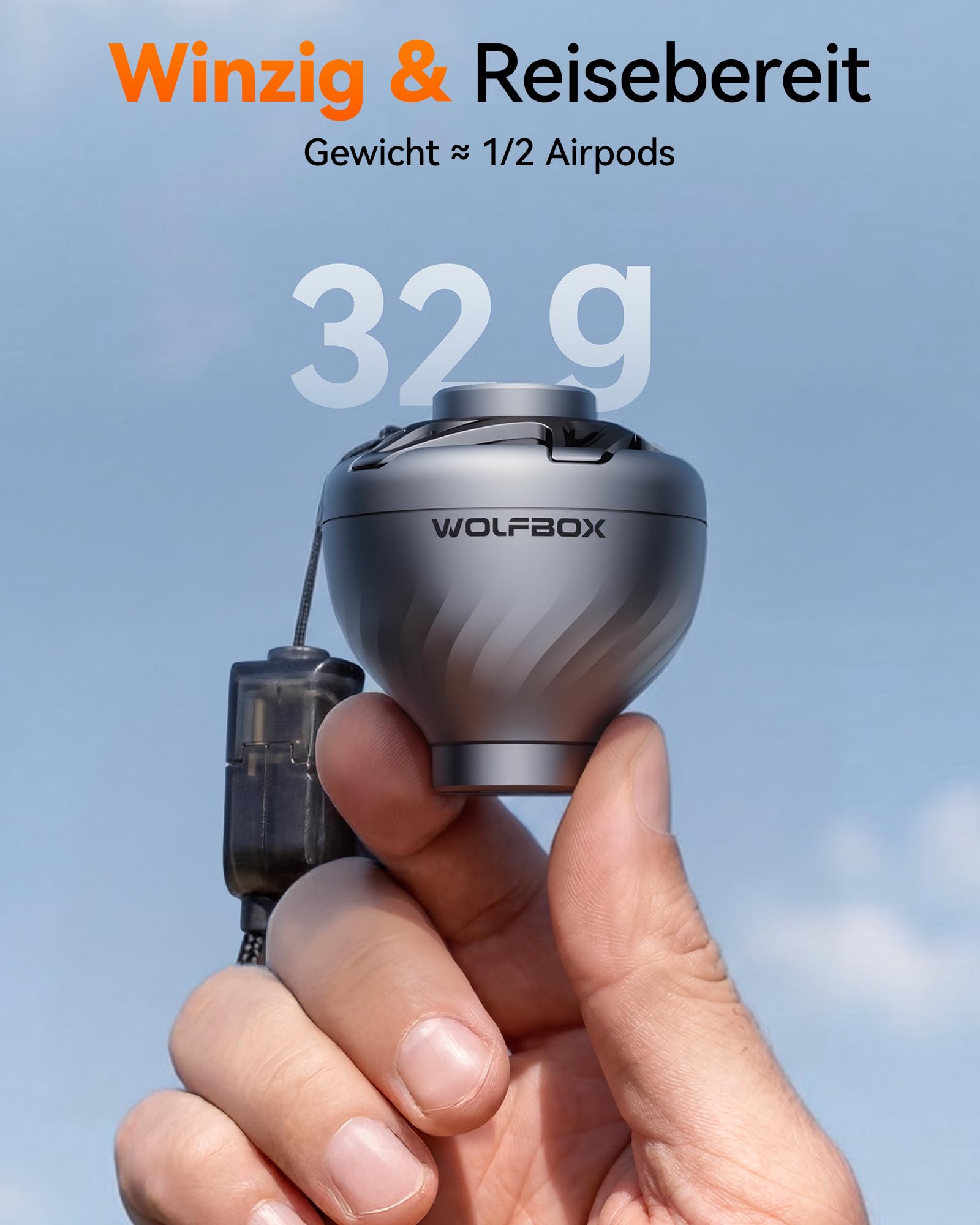 WOLFBOX MFmini Elektrische Luftpumpe, Mini USB Luftpumpe für Luftmatratze ohne Akku 32g Ultraleicht, 4,5KPA Tragbare Elektrische Pumpe 2 in 1 Aufblasen Absaugen mit 5 Düsen, Camping Schwimmring Pool 8