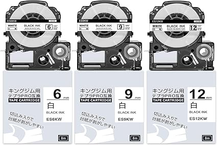 Amazon Colorwing 強粘着 テプラ テープ キングジム テプラ Pro 12mm 9mm 6mm 白 テープカートリッジ 黒文字 8m Ss12kw Ss9kw Ss6kw ラベルライター 用 Sr170 R250 Sr150ae Sr530 3本セット テープ 文房具 オフィス用品
