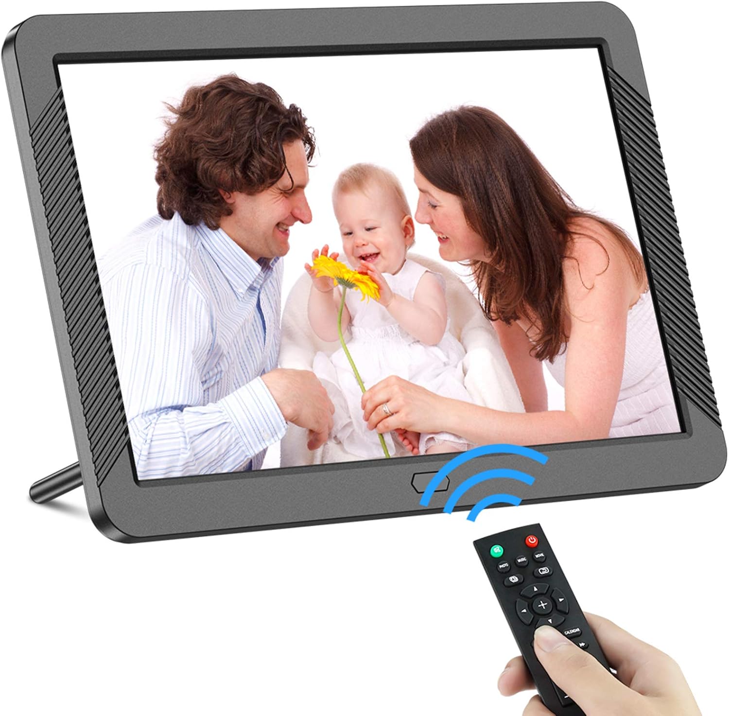 Digital Picture Frame 8 Inch Digital Photo Frame HD 1920X1080P with Remote Control 16:9 IPS Display Auto Slideshow Zoom Image Stereo Video Music Player Support USB SD Card 180° View Angle (Black) : Electronics