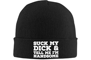 Hieoeye Suck My Dick Tell Me I'm Cool Hat Knitted Winter Funny Beanie for Men Women Cute Knit Cap Black