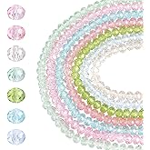CRAFTYMELODY 560pcs 6mm Glass Beads 7 Color Rondelle Beads Colorful Crystal Jewelry Making Bulk Beads for Christmas Decoration Earring Necklace Bracelets DIY Crafts