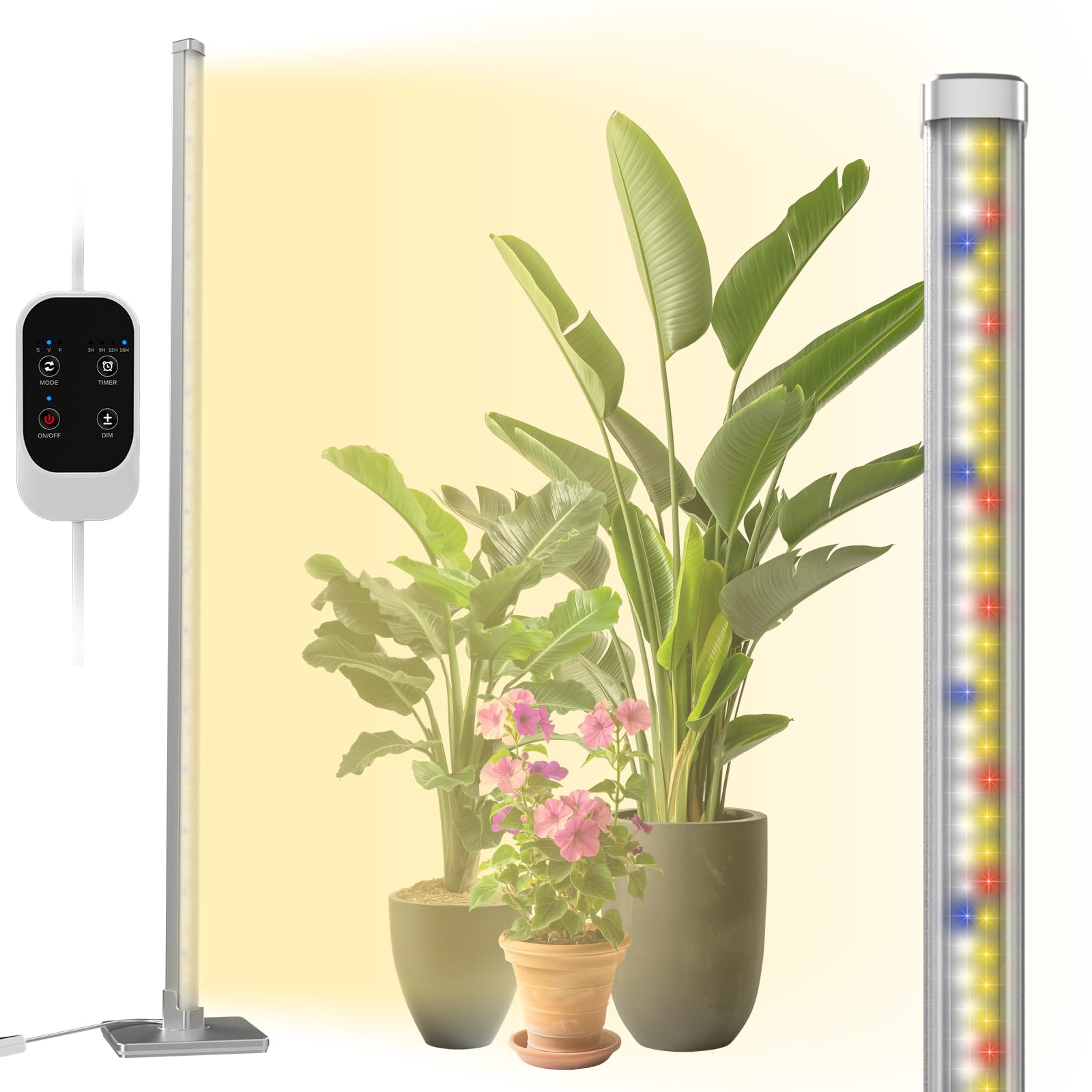 Photo 1 of Standing Grow Light with Auto-Timer, 36W Vertical Grow Lights for Indoor Plants,3 Light Modes,268 LEDs Detachable Full Spectrum Plant Lights for Wide Area Coverage in Indoor Plants (60IN-Silver)