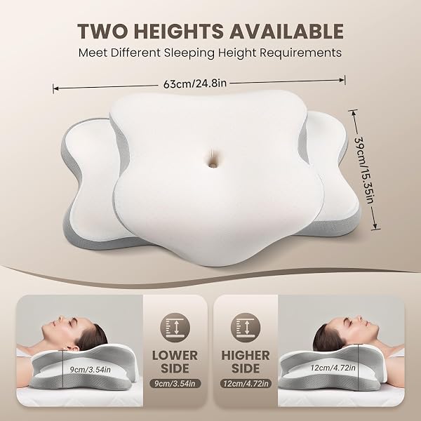JINXIA CERVICAL NECK PILLOW FOR SLEEPING, ODORLESS MEMORY FOAM PILLOWS & SOFT SILK COVER, ERGONOMIC ORTHOPEDIC PILLOW FOR SIDE BACK STOMACH SLEEPERS, NECK AND SHOULDER PAIN RELIEF, WHITE AND GRAY