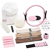 Awakique Pilates Kit, Home Pilates Kit with Pilates Ring and Ball Set, 14-Piece Full Body Pilates Equipment Set with Resistance Bands, Sliders, Ankle Weights & Grip Socks for Home Workouts