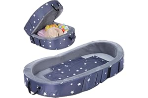 Lynxor Foldable Kids Travel Bed, Portable Toddler Floor Bed, Washable Child Travel Cot for Outdoor Camping Napping, Easy to Carry