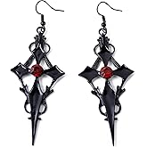Sacina Gothic Black Cross Earrings, Emo Punk Grunge Earrings, Goth Jewelry, Christmas Jewelry Gift for Women