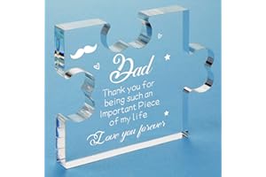Funnli Fathers Day Dad Gifts for Dad Acrylic Puzzle Plaque, Dad Gifts for Fathers Day from Daughter Son, Birthday Gifts for Dad Desk Decorations, Christmas Valentines Day Wedding Card Gifts for Dad