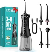 COSLUS Water Teeth Flosser Picks 4 Modes Cordless 300ml Tank IC200