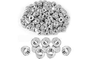 VARHHUXHA 100pcs 1/4-20 Inch Nylon Lock Nuts, 304 Stainless Steel Insert Hex Locknuts, Hardware Nuts, Nylon Insert Self Locking, Standard Thread Nylock for Bolts Screws