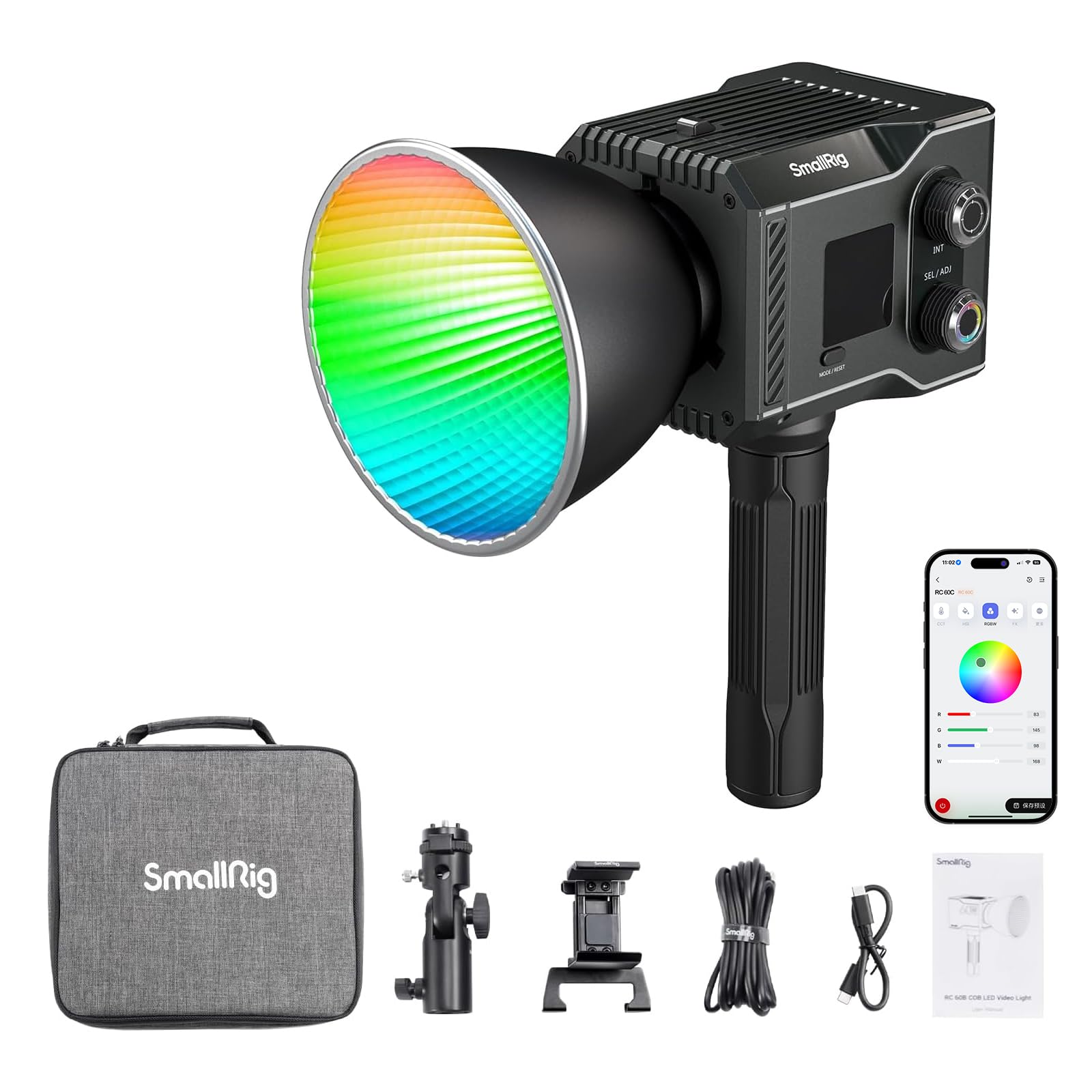 Photo 1 of SmallRig RC 60C RGB LED Video Light, 3400mAh Battery 45min Runtime, APP Control, Potable Palm-Sized Continuous Output Lighting 2500-10000K, for Photography/Video/Studio, Powerbank Clamp Edition