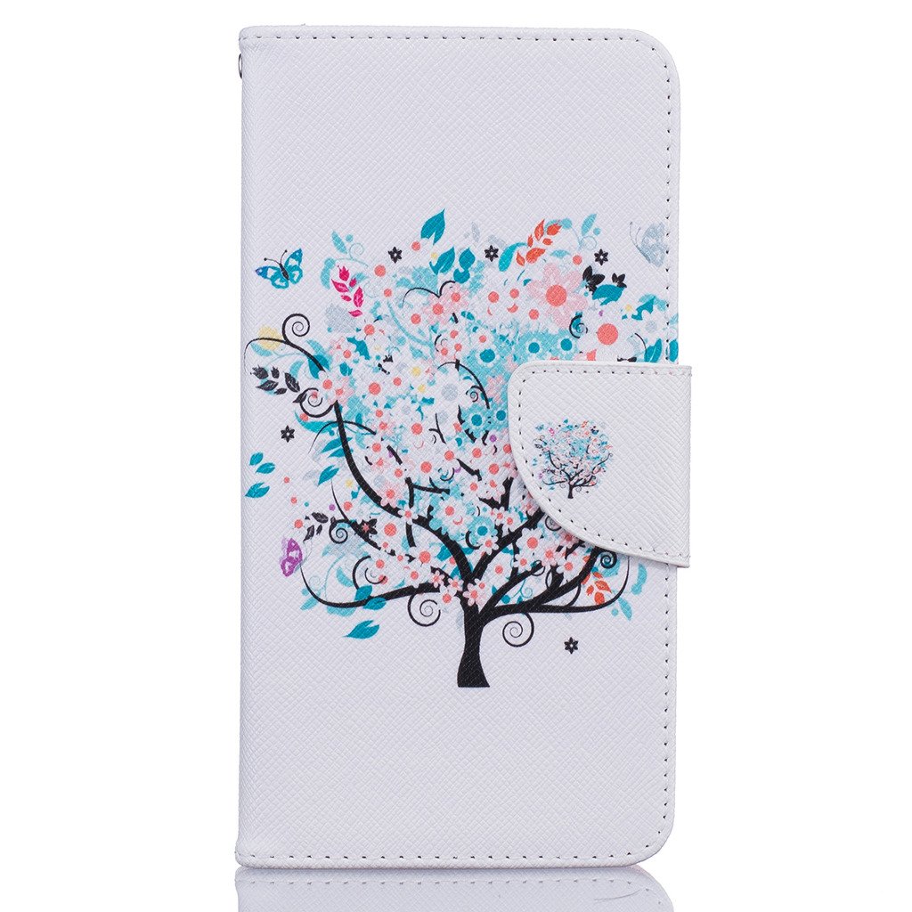 iPhone 7 8 Case [with Screen Protector],Mo-Beauty PU Leather Full Body Colorful Pattern Design Flip PU Leather Wallet Card Slot Stand Case Cover For iPhone 7/8 4.7 Inches (Colorful tree)