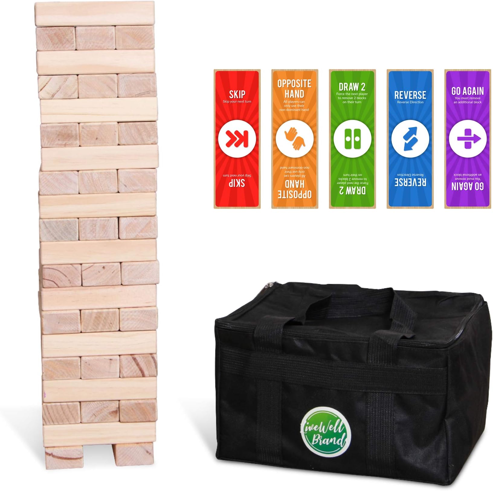 Giant Tumbling Timbers with Special Blocks (Stacks to 4+ Feet), Premium Pine Wood, 60 Large Pieces