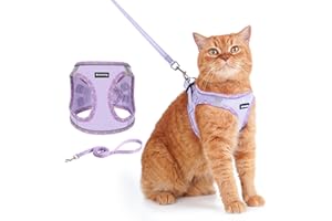 Rttochfy Cat Harness and Leash Set, Escape Proof Kitten Harness, Soft and Breathable Vest with Reflective Strip, Easy to Wear for Cats Walking and Traveling (Purple, XS)
