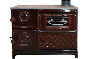 STEPNEXT Cast Iron Stove with Oven | Cast Iron Fireplace | Baking Stove Cooker Stove Warming Stove | Tiny House Stove Cabin Stove (Brown Cast Iron Stove)