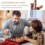 Jsdoin 3 in 1 Chess Set 15.3x15.3 in Wooden Travel Folding Kit view 6