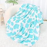 Blue Throw Blanket for Couch Bed, Blue Gifts for Women Men Kids, Soft Fleece Cyan Decorative Cozy Blanket for Bedroom Living Room All Seasons 50x60 Inches