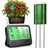 Soil Moisture Meter for Plants,4-in-1 Wireless Soil Tester,Soil Thermometer/Moisture/Sunlight Time,Large Screen,Indoor/Outdoor Plant Water Meter,Garden Soil Test Kit for Lawn,Farm,Houseplants