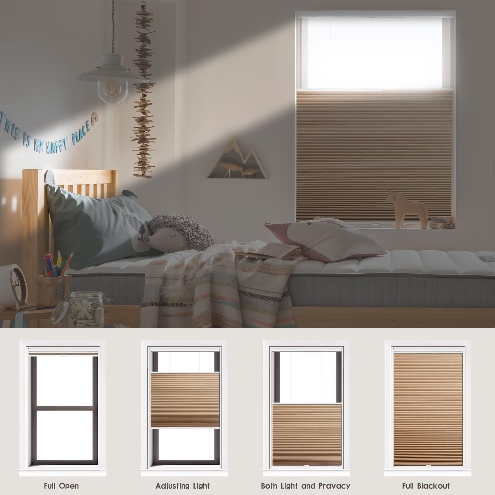 Condition photo showing New/Like New for youngoo cordless top down bottom up cellular shades, blackout blinds for indoor windows?honeycomb bl