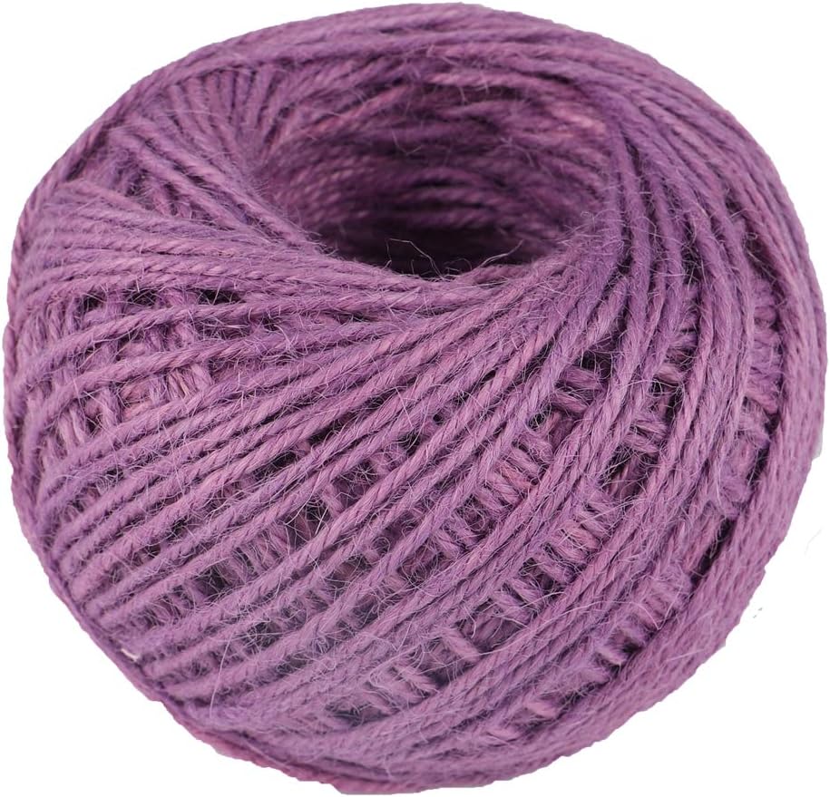 100M 2mm Jute Twine Strong Cord Thick Rope String for DIY Art Craft Gift Wrapping Home Garden Deco (Light Purple)
