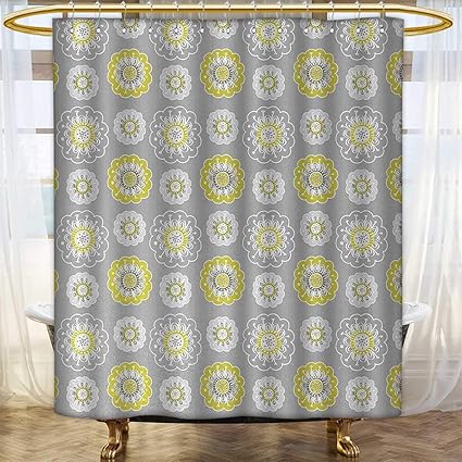Amazon Com Anhounine Grey And Yellow Shower Curtains Fabric Extra