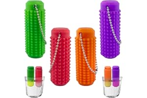 DEIVIKO 4PCS Little Ouchies Pain Fidget, Pocket Mini Fidget Toy for Adults, Pain Stim Fidget, 3D Printed Venting Key Pendant, Spiky Grippie Stim Keychain Color-Changing (30℃), Novelty Gifts for Friends