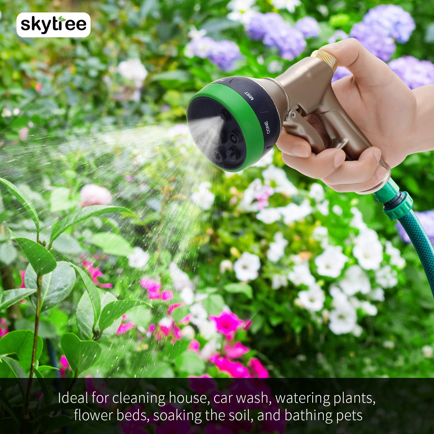 Garden Hose Nozzle, High Pressure Metal Hose Spray Nozzle for Garden Hose, 7 Function Sprayer Nozzle in Lawn and Garden : Garden & Outdoor