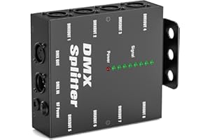 ZEMOJ 8-Way Isolated DMX512 Splitter Amplifier Distributor with 3-Pin Outputs XLR Signal Amplifier Transmitter Receiver for DJ Party LED Stage Lighting