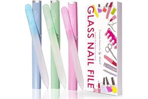 CANVALITE Glass Nail Files for Natural Nails Glass Fingernail File with Case Double Sided 180/320 Grit, Stocking Stuffers for Women Girls, Pack of 3