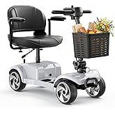 4 Wheel Mobility Scooters for Seniors&amp; Adults, 20 Miles, 6.2 MPH | All Terrain Powered Mobility Scooters, Lightweight Foldable Mobility Scooter with LED Headlight&amp;Front Basket