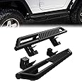 Peforway Running Boards Compatible with Jeep Wrangler JK 2007-2018 2 Door, Off-Road Steel Side Steps, Rock Sliders Textured Black, Non-Slip Design Rocker Armor Steps