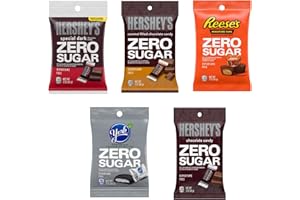 SMILING SWEETS Zero Sugar Hershey Variety Pack - Pack of 5 - Caramel Filled, Chocolates, Special Dark, Peppermint Patties, Peanut Butter Cups - 3 oz Bags - Perfect Stocking Stuffer - Amazing Taste for the Whole Family