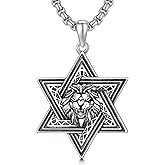 MEIDERBO Star of David Necklace for Men Women 925 Sterling Silver Cross with Crown Necklace/Jesus Fish/Celtic Knot/Chai Pendant Necklace Jewish Jewelry for Christmas Birthday