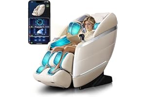 RelaxRelife 4D Full Body Massage Chair with Flexible 166° Track, Reading Light, 18 Massage Modes, 11 Techniques, 36 Airbags, Zero Gravity Recliner with Yoga Stretch and Foot Massage Beige