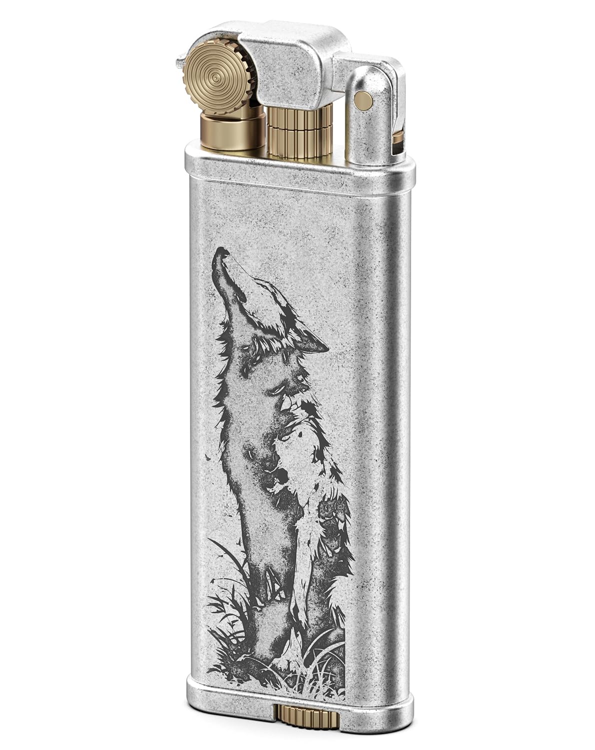VVAY Vintage Petrol Lighter with Wolf Motif (Sold Without Fluid)