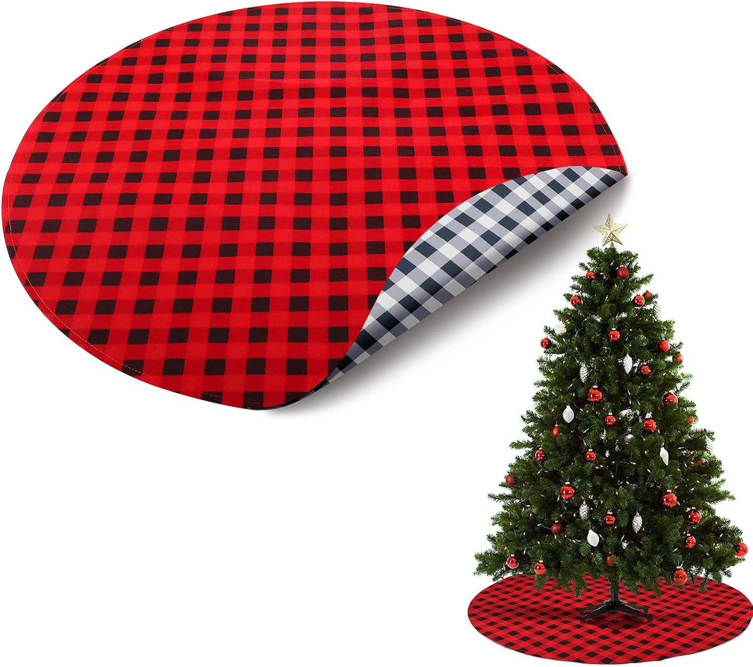 Tree Stands - Kathfly Christmas Tree Floor Protector Mat Round Waterproof Christmas Tree Stand Mat Accessory Reversible Christmas Tree Stand Pad Felt Christmas Tree Mat for Floor Protection, 30 Inch