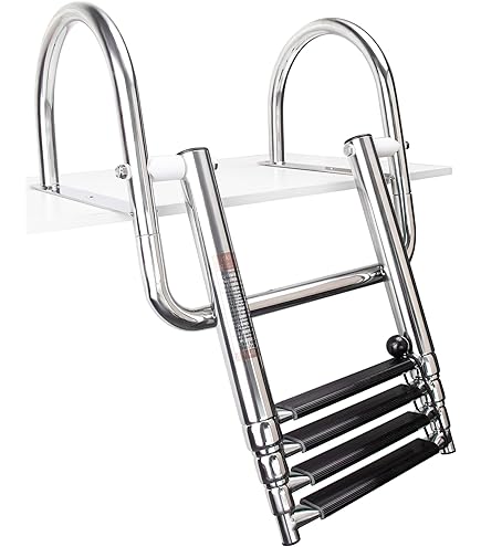 Marine 3 Steps Foldable Ladder Stainless Steel Non Slip Pontoon Ladders With Rubber Grips Boat Accessories