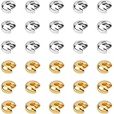 arricraft 200 Pcs 6mm Brass Crimp Beads Covers, Half Round Open Tube Beads Knot Cover Caps for Jewelry Making (Golden×100, Platinum×100)