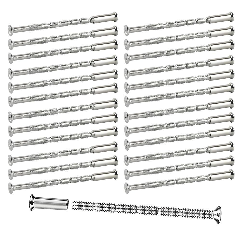 M3 Door Handle Fixing Screws with Connecting Sleeves - 40 Pcs Through Bolt Fixings for Cabinets and Drawers - Male to Female