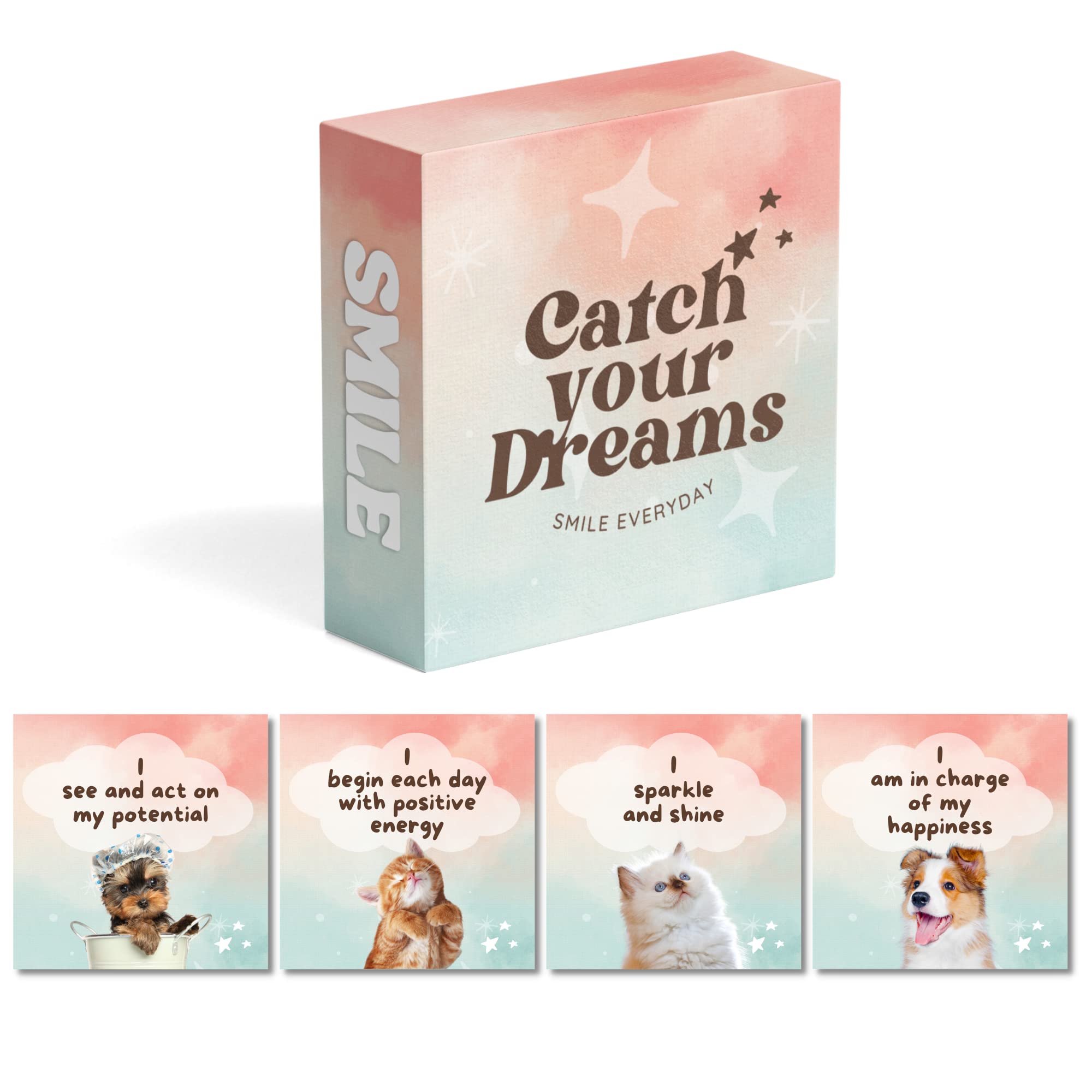 Catchyourdreams Shower Affirmation Cards - 50 Waterproof Positive Affirmations and Motivation for Women - Positive Messages to Start Your Day with a Smile