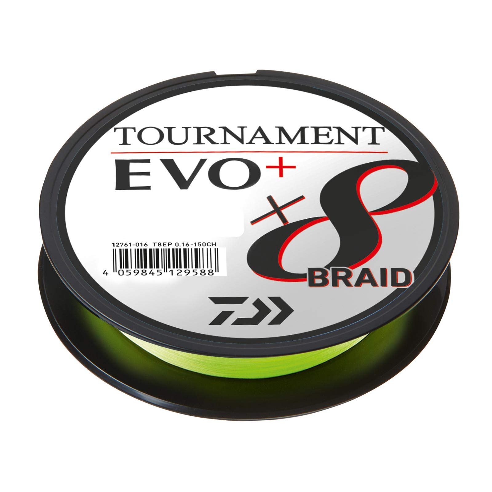 Daiwa Tournament X8 Braid EVO+ 0.14mm, 10.2kg/22.4lbs, 135m, Chartreuse, Braided Fishing Line, 12761-014