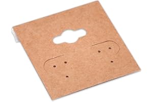 The Display Guys 100-pc Earring Cards for Selling - Jewelry Hanging Earring Display Cards, Earring Holder Cards (Kraft Brown, 2 x 2) Fit 3 Pairs