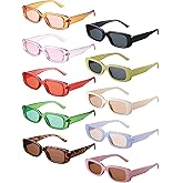Frienda 10 Pairs Retro Rectangle Sunglasses for Women Vintage 90s Glasses Trendy Y2k Sun Glasses Square Frame UV Protection