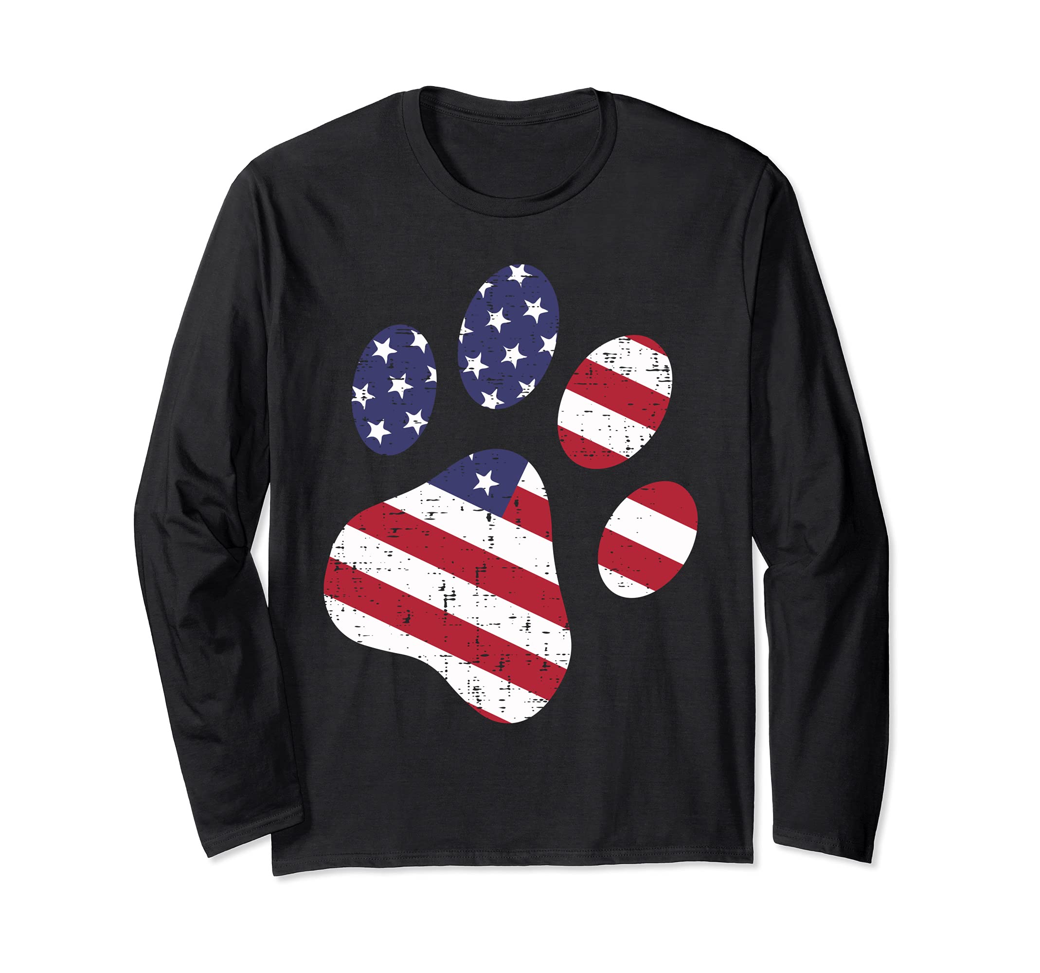 Dog Paw Print American Flag USA Cute 4th Of July Fourth Dogs Long Sleeve T-Shirt