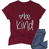 BABEGO Womens Be Kind T Shirt Summer Cute Letter Print Short Sleeve Loose Tops Inspirational Graphic Tees