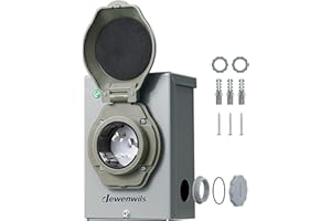 DEWENWILS 50 Amp Generator Inlet Box, Pre-drilled NEMA SS2-50P Power Inlet Box, 4-Prong Generator Cord, 125/250V, 7500/12500W, 3R Weatherproof for Outdoor Use, ETL Listed