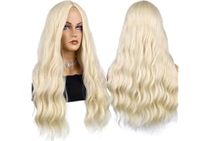 BATISI Blonde Wig 26 Inches Wigs for Women Synthetic Wig Long Cosplay Wig Wavy Hair Replacement Wigs for Party Heat Resistant Middle Part