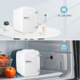 YASHE Mini Fridge 4L Portable Cooler Warmer AC DC Quiet Desk Skincare White view 6